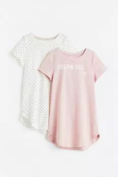 Комплект из двух ночных рубашек из джерси H&amp;M, светло-розовый/пятнистый