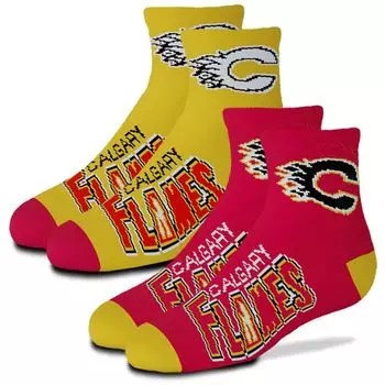 Комплект из двух носков команды в четверть длины Youth For Bare Feet Calgary Flames Unbranded