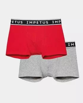 Комплект из двух однотонных боксеров для мальчиков с видимой резинкой на талии Impetus, мультиколор
