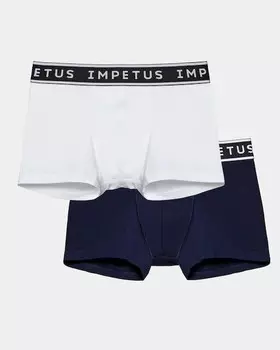 Комплект из двух однотонных боксеров для мальчиков с видимой резинкой на талии Impetus, белый