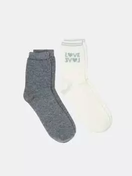 Комплект из двух пар коротких эластичных носков с люрексом Ovs, цвет white/grey