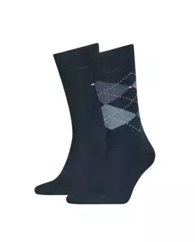 Комплект из двух пар коротких мужских носков синего цвета Tommy Hilfiger, мультиколор