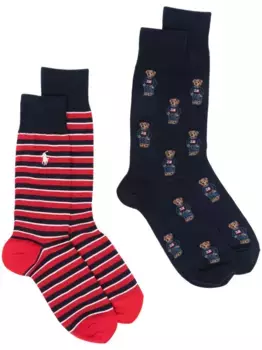 Комплект из двух пар носков с вышитым логотипом POLO RALPH LAUREN, синий
