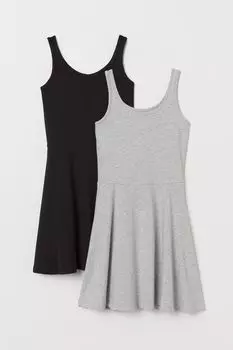 Комплект из двух платьев из джерси H&M, розовый/зеленый