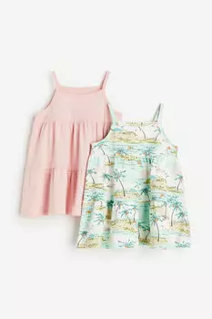 Комплект из двух платьев из хлопкового джерси H&M, белый