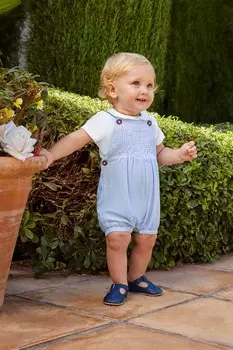 Комплект из двух предметов Bb JoJo Maman с коротким комбинезоном с рюшами и воротником Jojo Maman Bb, синий