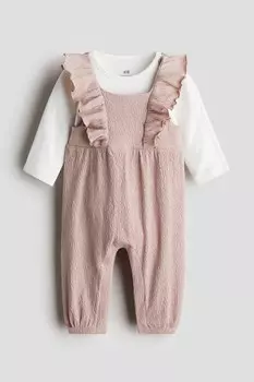 Комплект из двух предметов: боди и комбинезон H&M, розовый