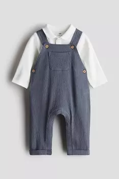 Комплект из двух предметов: боди и комбинезон H&M, синий