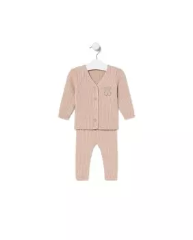 Комплект из двух предметов для девочки из хлопкового трикотажа Tous, розовый