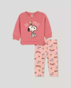 Комплект из двух предметов для девочки с принтом Снупи Baby El Corte Ingls, белый