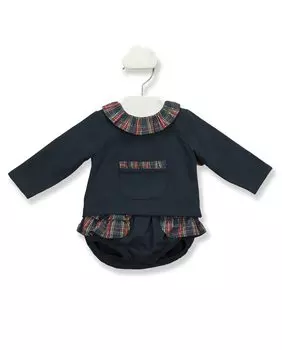 Комплект из двух предметов для девочки темно-синего цвета с контрастными деталями BABID, темно-синий