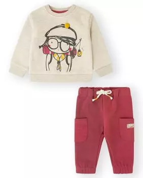 Комплект из двух предметов для девочки: толстовка и длинные штаны Canada House, бежевый