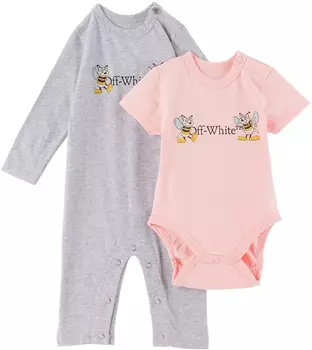 Комплект из двух предметов для колледжа Baby Pink & Grey Розовый/Серый меланж Off-White