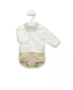 Комплект из двух предметов для мальчика из хлопка бежевого цвета BABID, бежевый