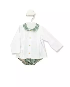 Комплект из двух предметов для малышей из 100% хлопка с клетчатым принтом BABID, зеленый