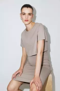 Комплект из двух предметов для мамы: рубашка и юбка H&M, серый