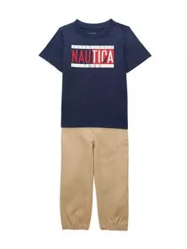 Комплект из двух предметов: джоггеры и футболка для маленького мальчика Nautica, цвет Navy Multi