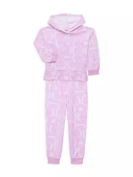 Комплект из двух предметов: флисовая толстовка с капюшоном и джоггеры для маленькой девочки Juicy Couture, розовый