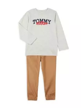 Комплект из двух предметов: футболка и штаны для маленького мальчика Tommy Hilfiger, серый