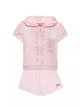 Комплект из двух предметов: худи и шорты с логотипом для маленькой девочки Juicy Couture, розовый