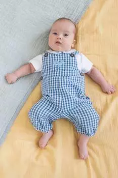 Комплект из двух предметов JoJo Maman bb с комбинезоном и воротником с вышивкой кита Jojo Maman Bb, синий