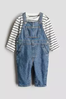 Комплект из двух предметов: рубашка и комбинезон H&M, синий
