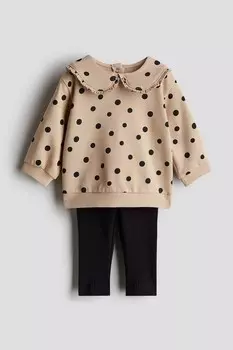 Комплект из двух предметов: рубашка и леггинсы H&M, бежевый