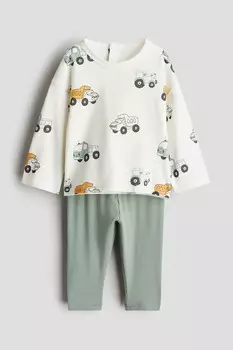 Комплект из двух предметов: рубашка и леггинсы H&M, зеленый