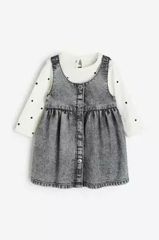 Комплект из двух предметов: рубашка и платье H&M, серый