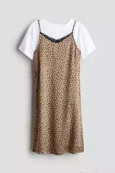Комплект из двух предметов: рубашка и платье H&M, бежевый