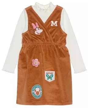 Комплект из двух предметов с длинными рукавами и длинными рукавами для маленьких девочек и девочек с Минни Маус Disney, коричневый