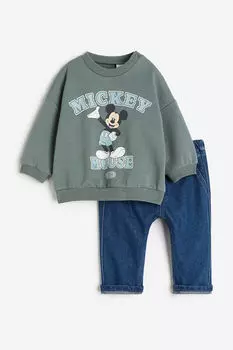Комплект из двух предметов: толстовка и джоггеры H&M, зеленый