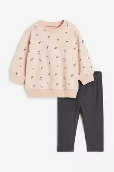 Комплект из двух предметов: толстовка и леггинсы H&M, розовый