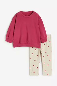 Комплект из двух предметов: толстовка и леггинсы H&M, розовый