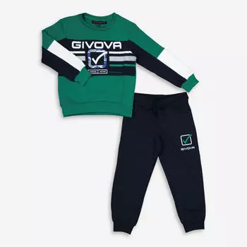 Комплект из двух предметов: зеленый свитшот и синие спортивные штаны Givova