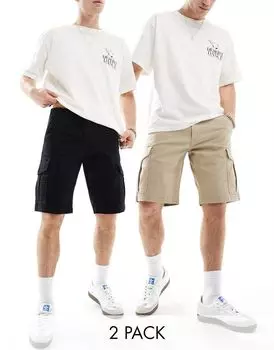 Комплект из двух шорт карго черного и бежевого цвета Jack & Jones