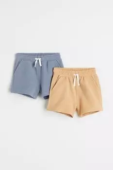 Комплект из двух спортивных шорт H&amp;M, синий/бежевый