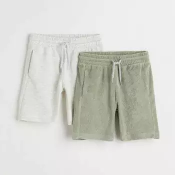 Комплект из двух спортивных шорт H&M, зеленый/светло-серый