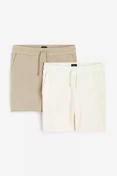 Комплект из двух спортивных шорт H&M, бежевый/кремовый