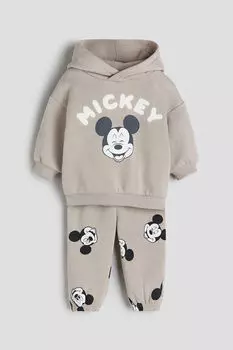 Комплект из двух толстовок с принтом H&M, бежевый