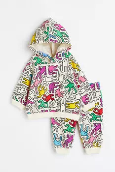 Комплект из двух толстовок с принтом H&M, бежевый