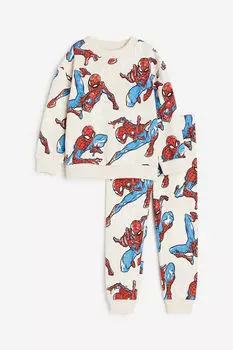 Комплект из двух толстовок с принтом H&M, бежевый