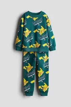 Комплект из двух толстовок с принтом H&M, зеленый