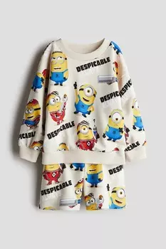 Комплект из двух толстовок с принтом H&M, бежевый