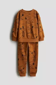 Комплект из двух толстовок с принтом H&M, коричневый