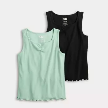 Комплект из двух топов SO Essential с застежкой на лямках для девочек 6–20 лет стандартного и большого размера, цвет Black And Teal