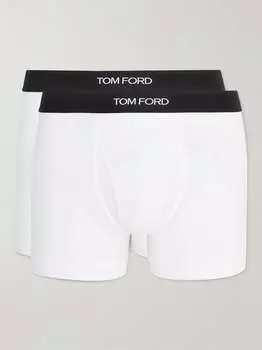 Комплект из двух трусов-боксеров из эластичного хлопка и модала TOM FORD, белый