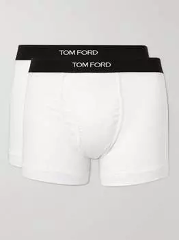 Комплект из двух трусов-боксеров из эластичного хлопка TOM FORD, белый