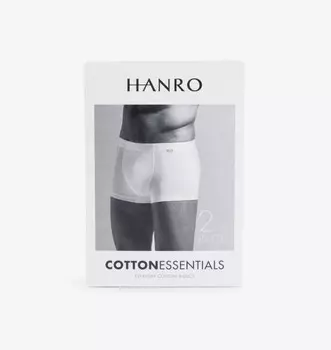 Комплект из двух трусов-боксеров из эластичного хлопка с логотипом и поясом Cotton Essentials Hanro, синий