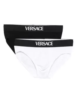 Комплект из двух трусов-брифов с логотипом VERSACE, черный